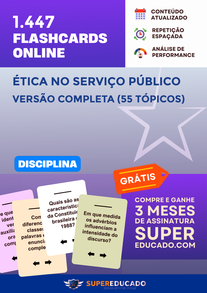 1.447 Flashcards de Ética no Serviço Público - Versão Completa (55 Tópicos) - Acesso Online Imediato